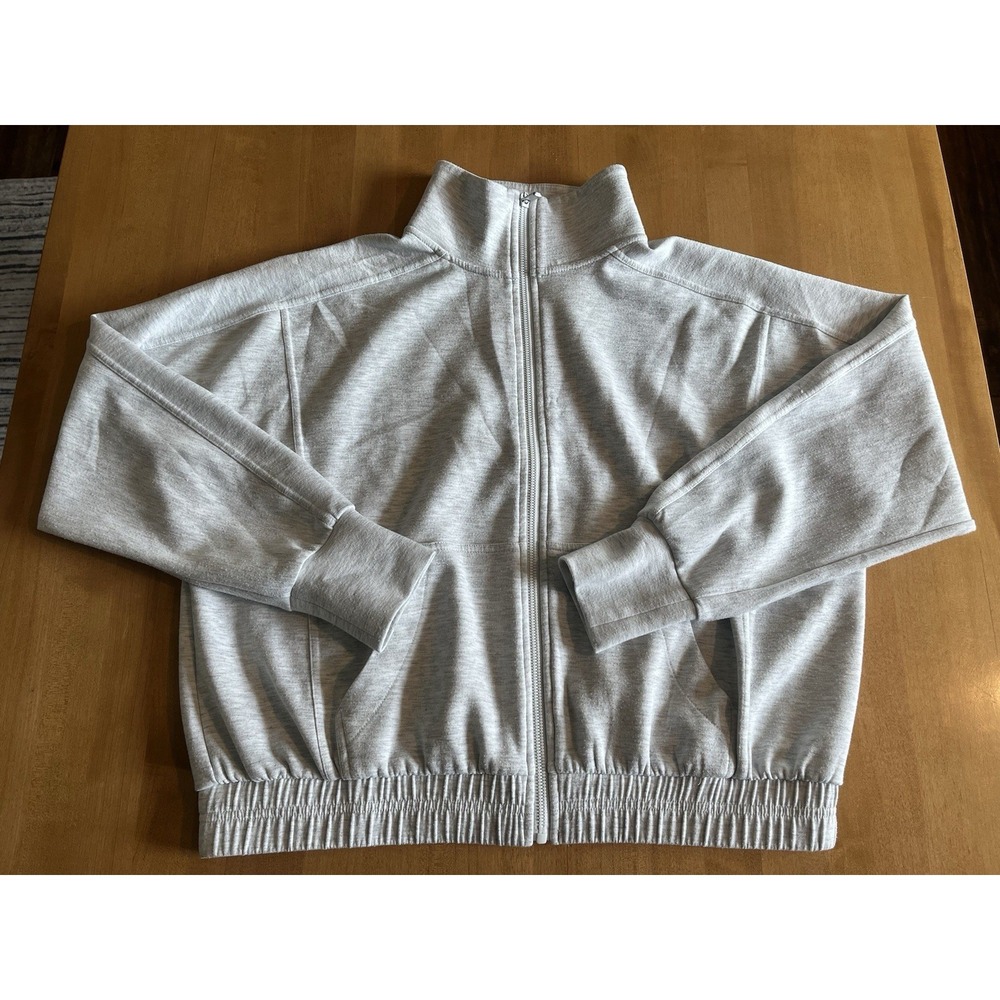 Yogalicious Women's Mock‎ Neck Gray Full Zip Scuba Muse Jacket Athletic Sz M